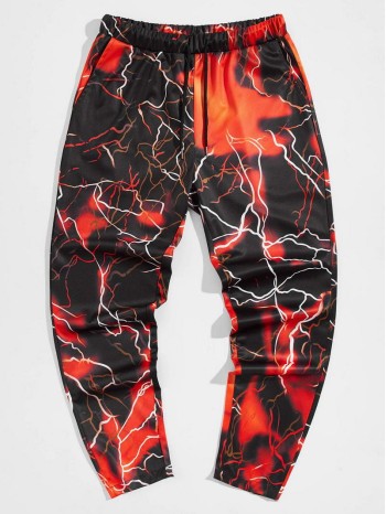 Men Lightning Print Pants