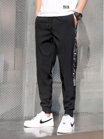 Men Graphic Print Drawstring Sweatpants