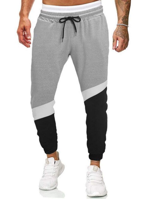 Men Cut And Sew Panel Drawstring Waist Sweatpants