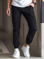 Men Slant Pocket Elastic Hem Carrot Pants