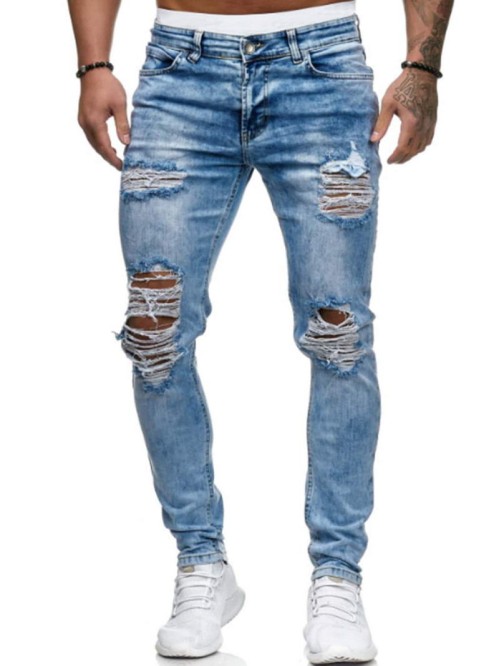 Men Ripped Pocket Detail Washed Jeans