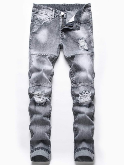 Men Washed Ripped Jeans