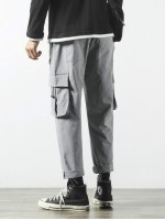 Men Patched Flap Pocket Cargo Pants