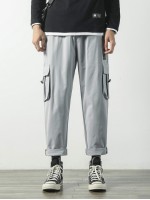 Men Patched Flap Pocket Cargo Pants