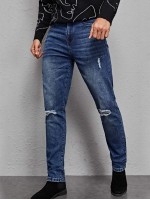 Men Ripped Cat Whisker Jeans