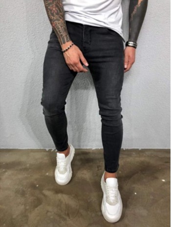 Men Solid Slant Pocket Wash Jeans