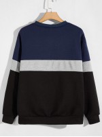 Men Contrast Panel Letter Graphic Sweatshirt