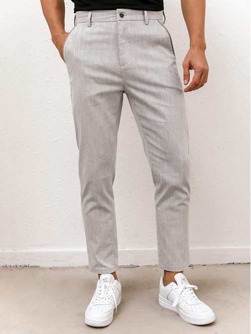 Men Slant Pockets Tailored Pants