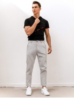 Men Slant Pockets Tailored Pants