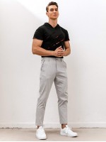 Men Slant Pockets Tailored Pants