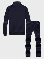 Men Embroidery Zip Through Sweatshirt With Pants