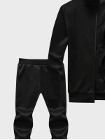 Men Embroidery Zip Through Sweatshirt With Pants