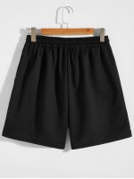 Men Reflective Number Print Drawstring Shorts