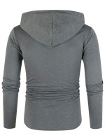 Men Curved Hem Drawstring Hooded Sweatshirt