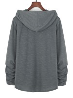 Men Curved Hem Drawstring Hooded Sweatshirt