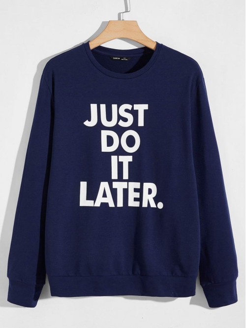 Men Slogan Graphic Pullover