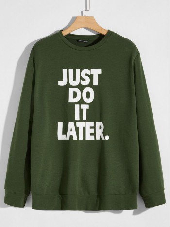 Men Slogan Graphic Pullover