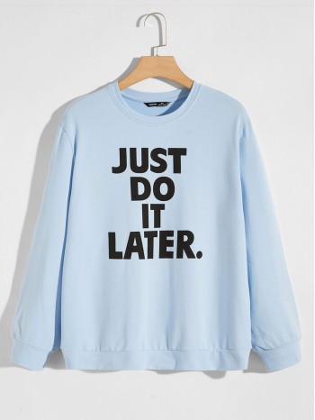 Men Slogan Graphic Pullover