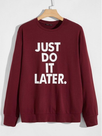 Men Slogan Graphic Pullover