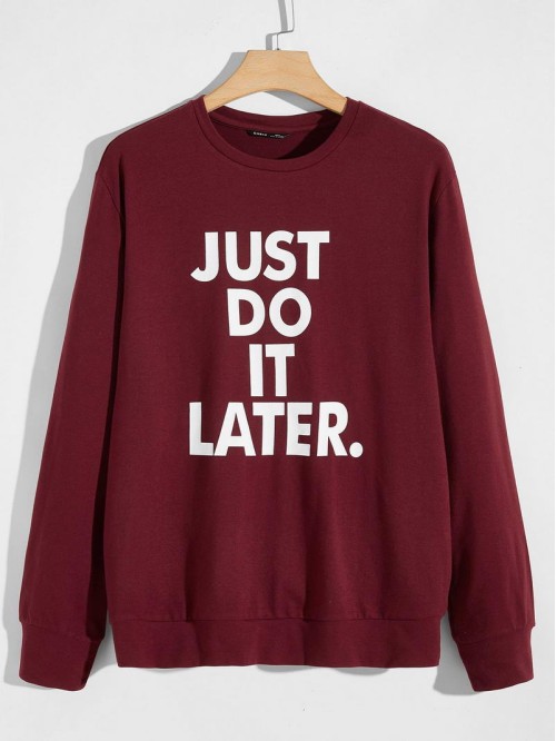 Men Slogan Graphic Pullover