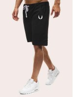 Men Pocket Side Drawstring Waist Athletic Shorts