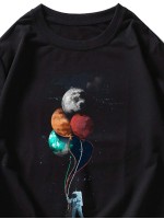 Men Spaceman And Galaxy Print Sweatshirt