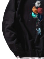 Men Spaceman And Galaxy Print Sweatshirt