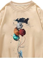 Men Spaceman And Galaxy Print Sweatshirt