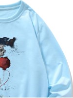 Men Spaceman And Galaxy Print Sweatshirt