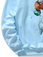 Men Spaceman And Galaxy Print Sweatshirt