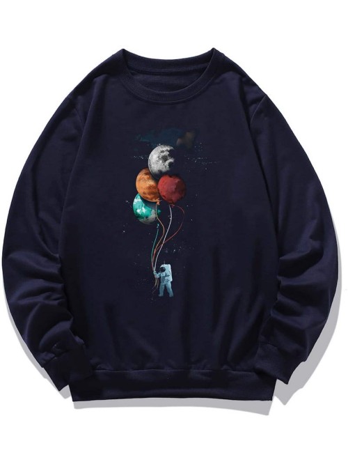 Men Spaceman And Galaxy Print Sweatshirt