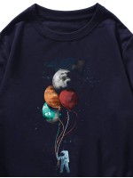 Men Spaceman And Galaxy Print Sweatshirt