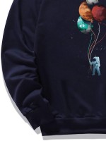 Men Spaceman And Galaxy Print Sweatshirt