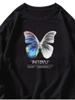 Men Butterfly And Letter Graphic Sweatshirt