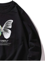 Men Butterfly And Letter Graphic Sweatshirt