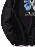 Men Butterfly And Letter Graphic Sweatshirt