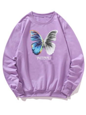 Men Butterfly And Letter Graphic Sweatshirt