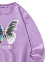 Men Butterfly And Letter Graphic Sweatshirt