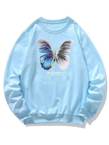 Men Butterfly And Letter Graphic Sweatshirt