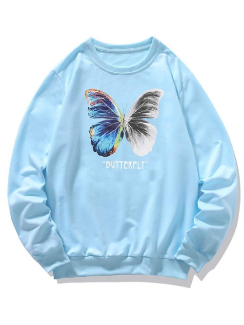 Men Butterfly And Letter Graphic Sweatshirt