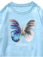 Men Butterfly And Letter Graphic Sweatshirt