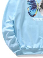 Men Butterfly And Letter Graphic Sweatshirt