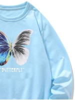 Men Butterfly And Letter Graphic Sweatshirt