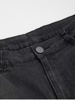 Men Ripped Raw Hem Jeans