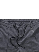 Men Drawstring Waist Carrot Pants With Chain