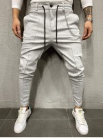 Men Drawstring Waist Carrot Pants With Chain