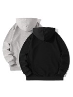 Men 2pcs Kangaroo Pocket Drawstring Hoodie