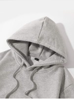 Men 2pcs Kangaroo Pocket Drawstring Hoodie