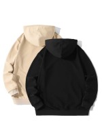 Men 2pcs Kangaroo Pocket Drawstring Hoodie