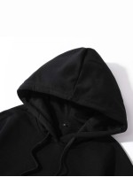 Men 2pcs Kangaroo Pocket Drawstring Hoodie